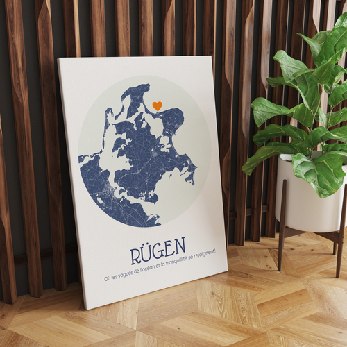 Carte personnalisée Rügen - Affiche ronde à message pour amoureux de voyages